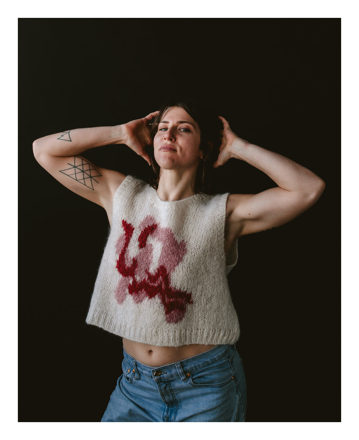 "Swirl" Knit Cropped Sleeveless Top